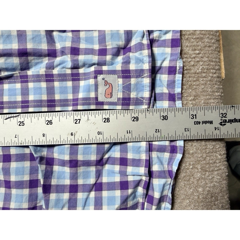 Vineyard Vines Murray Shirt Mens XXL Purple Blue Gingham Check Button Down - Picture 9 of 12